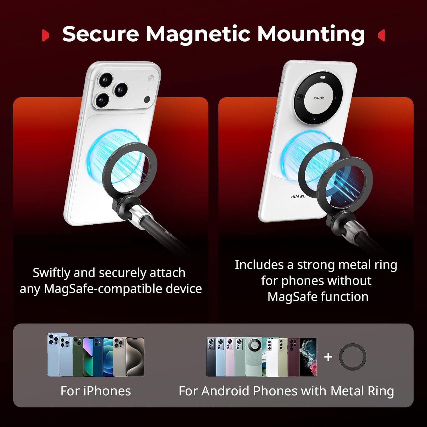 Thumbnail 1 de SMALLRIG Magic Arm Clamp with 1/4" Screw — 11-Inch Integrated Arm for MagSafe, Android, Action Cameras and More (5604)