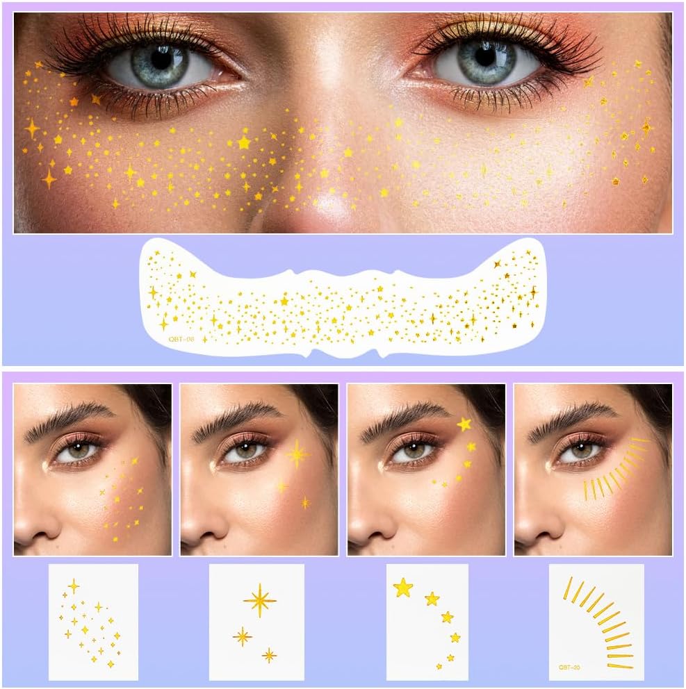 Detalle de AOOWU 20PCS Lentiggini Glitter tatuaggi facciali 20 pz