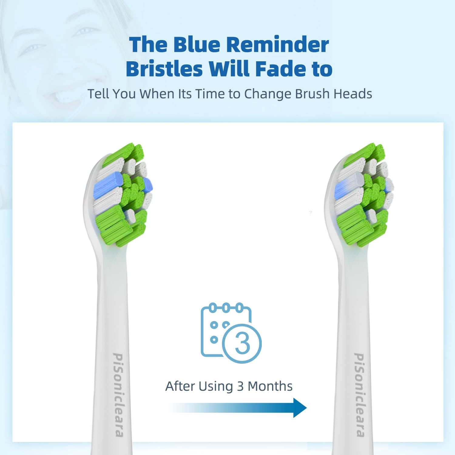 Detalle de Pisonicleara Replacement Toothbrush Heads (10-pc) for Philips Sonicare – Medium Soft with Indicator Bristles
