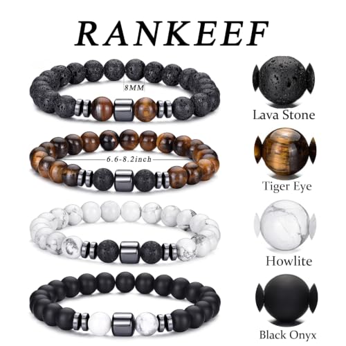 Thumbnail 2 de RANKEEF Bracelets œil de tigre pour hommes – ensemble 8 mm, pierres naturelles