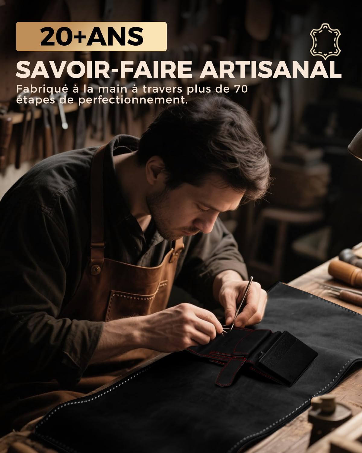 Thumbnail 3 de LORZOR Portefeuille homme XXL avec porte-monnaie, porte-cartes cuir et blocage RFID