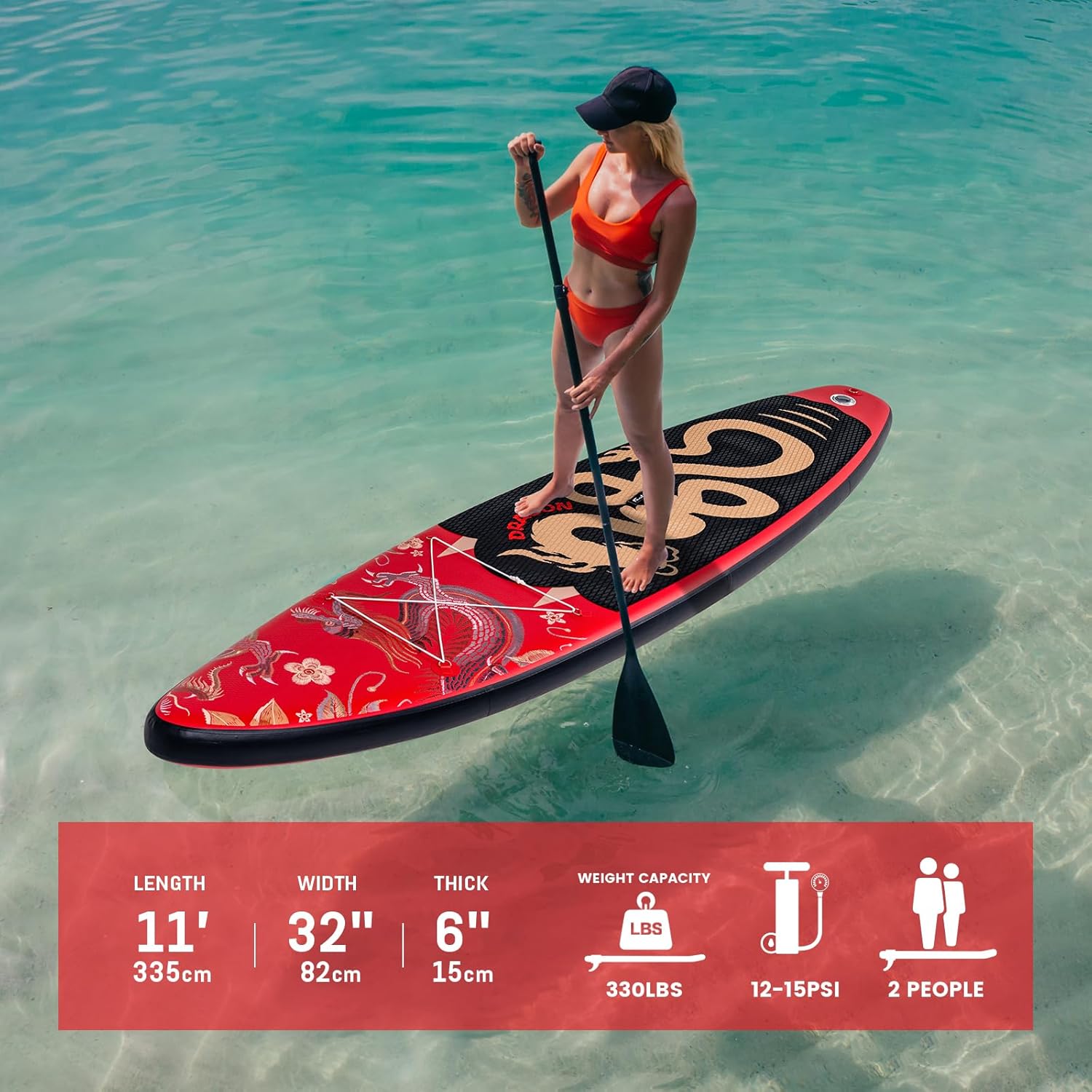 Detalle de FEATH-R-LITE Aufblasbares Stand Up Paddle Board: Vielseitiges Allround-SUP mit Zubehör