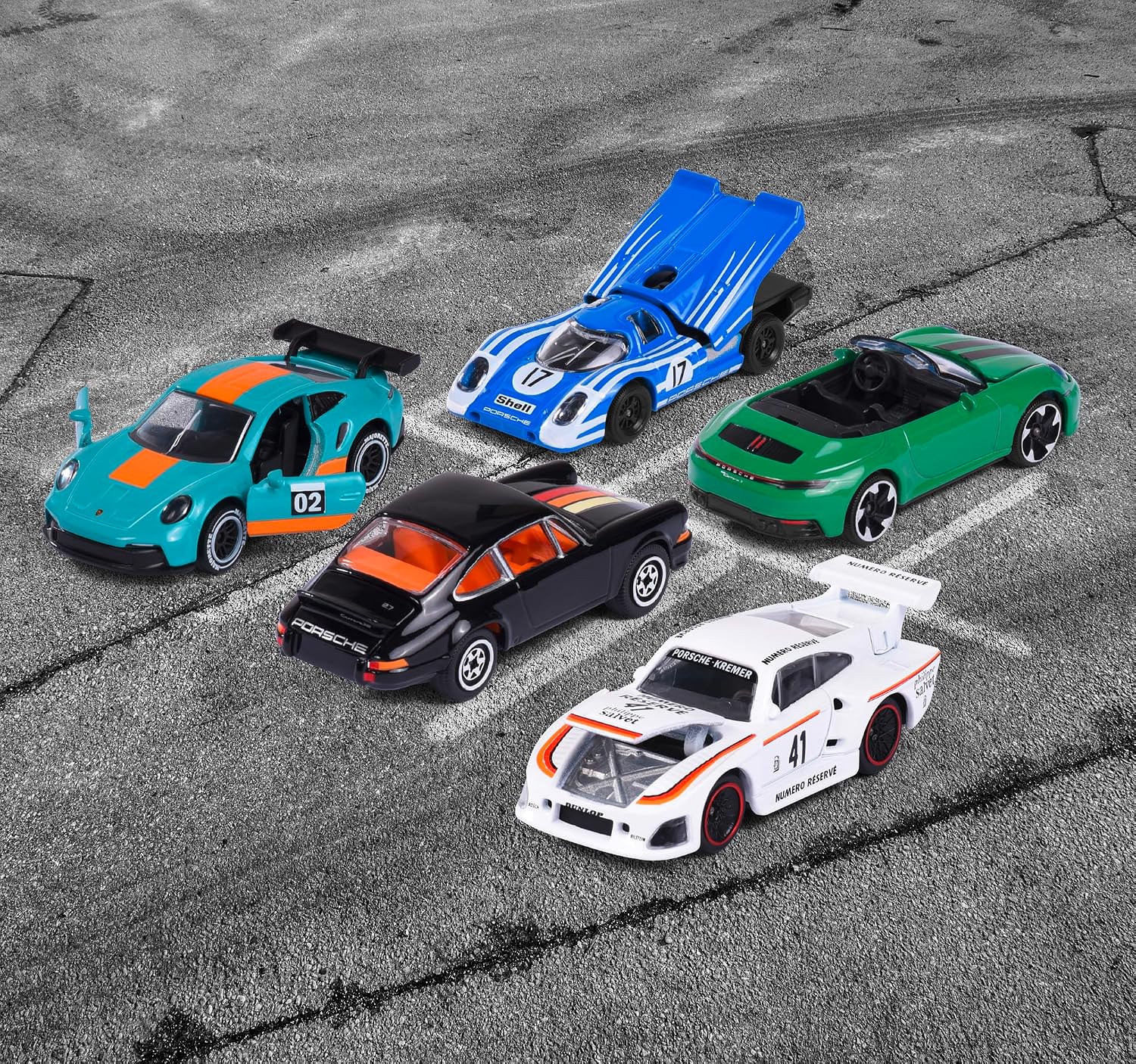 Detalle 1 de Majorette 212053172 – zestaw 5 metalowych samochodzików Porsche 1:64