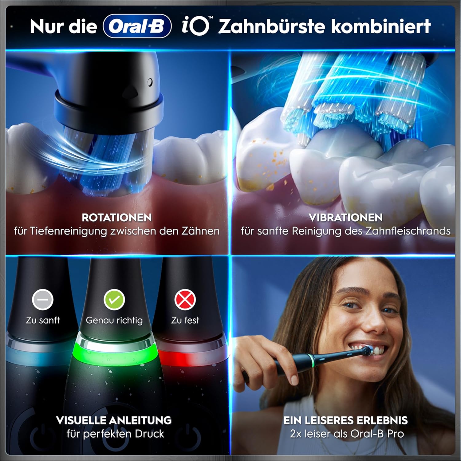 Thumbnail 4 de Oral‑B iO Series 10 elektrische Zahnbürste, 3 Aufsteckbürsten