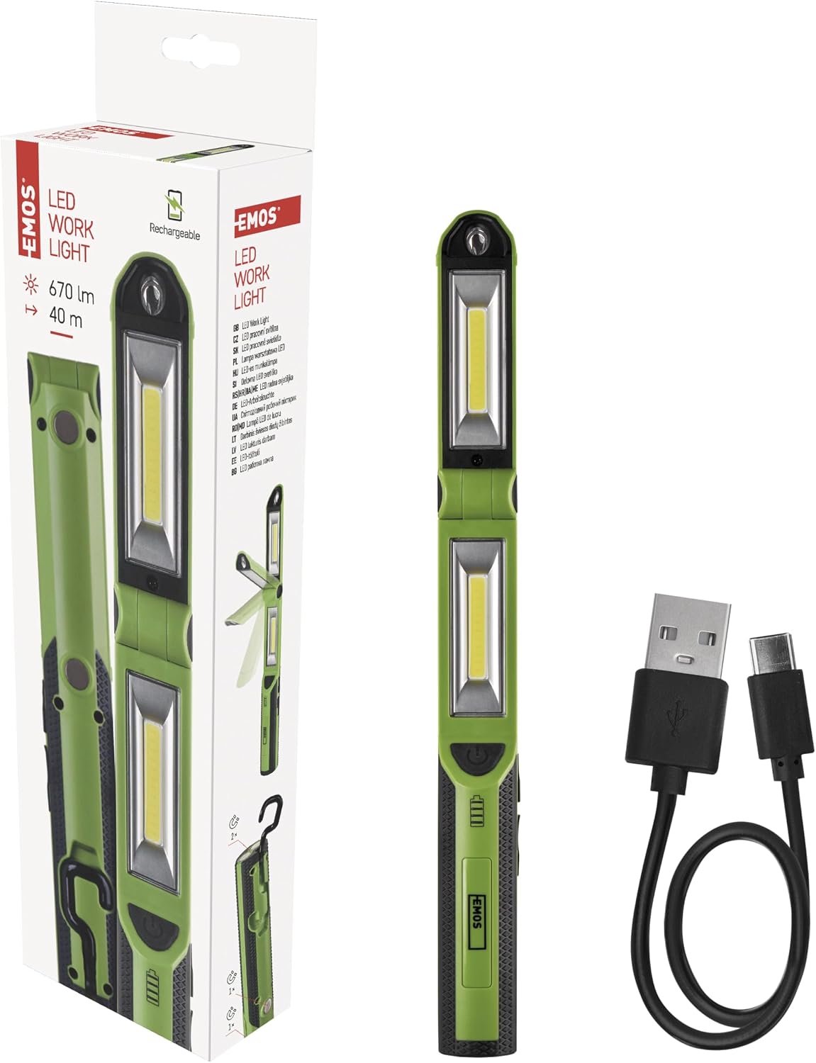 Detalle 2 de EMOS P4535 rozkładana lampa robocza LED 670 lm z powerbankiem i 3 trybami