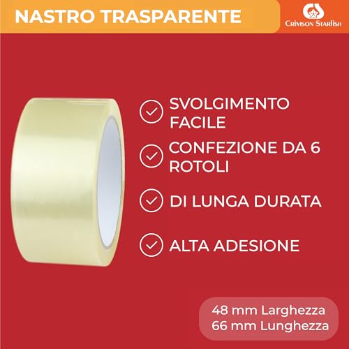 Detalle 2 de Crimson Starfish Nastro Adesivo Trasparente – 6 Rotoli da 48 mm x 45 m