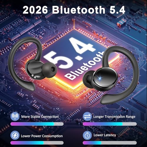 Detalle 2 de Matast 2026: Auriculares Inalámbricos Deportivos con Bluetooth 5.4, QR HiFi y Cancelación de Ruido ENC