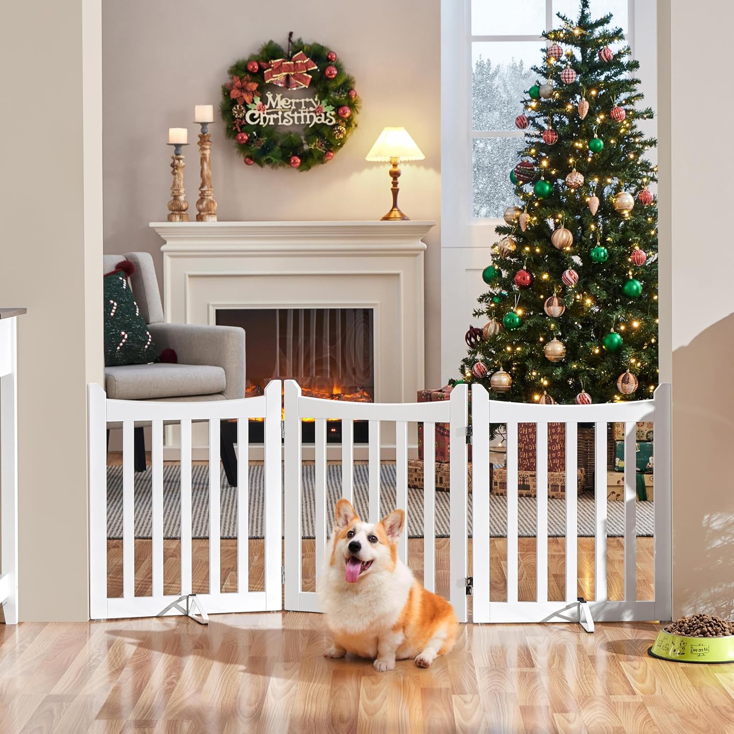 Thumbnail 1 de Yaheetech Wooden 3-Panel Indoor Pet Gate with Freestanding Design