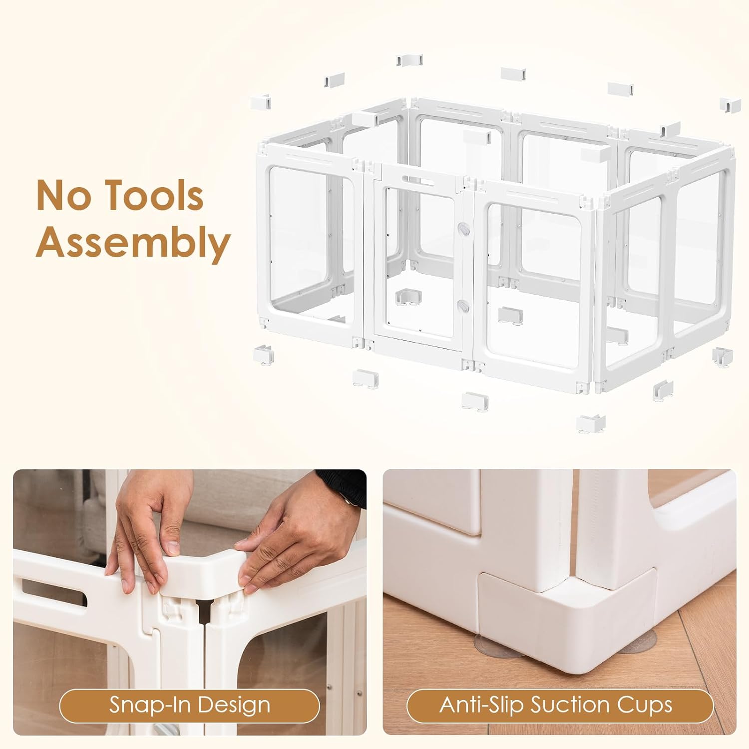 Thumbnail 3 de Acrylic Dog Playpen (60cm high) – Transparent Pet Pen with Door, 10 Panels