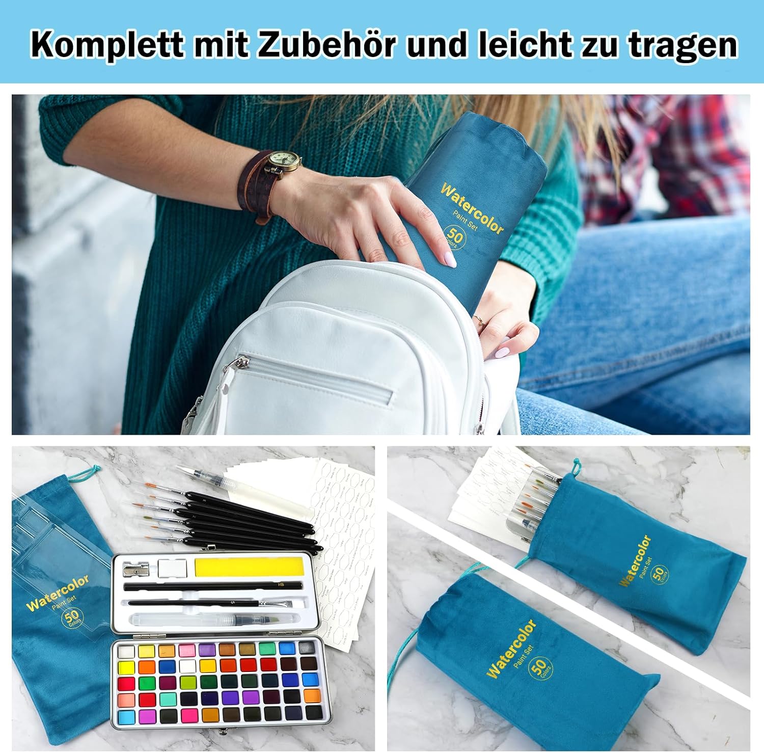 Thumbnail 5 de APOGO Palette d’aquarelle 50 couleurs 🎨