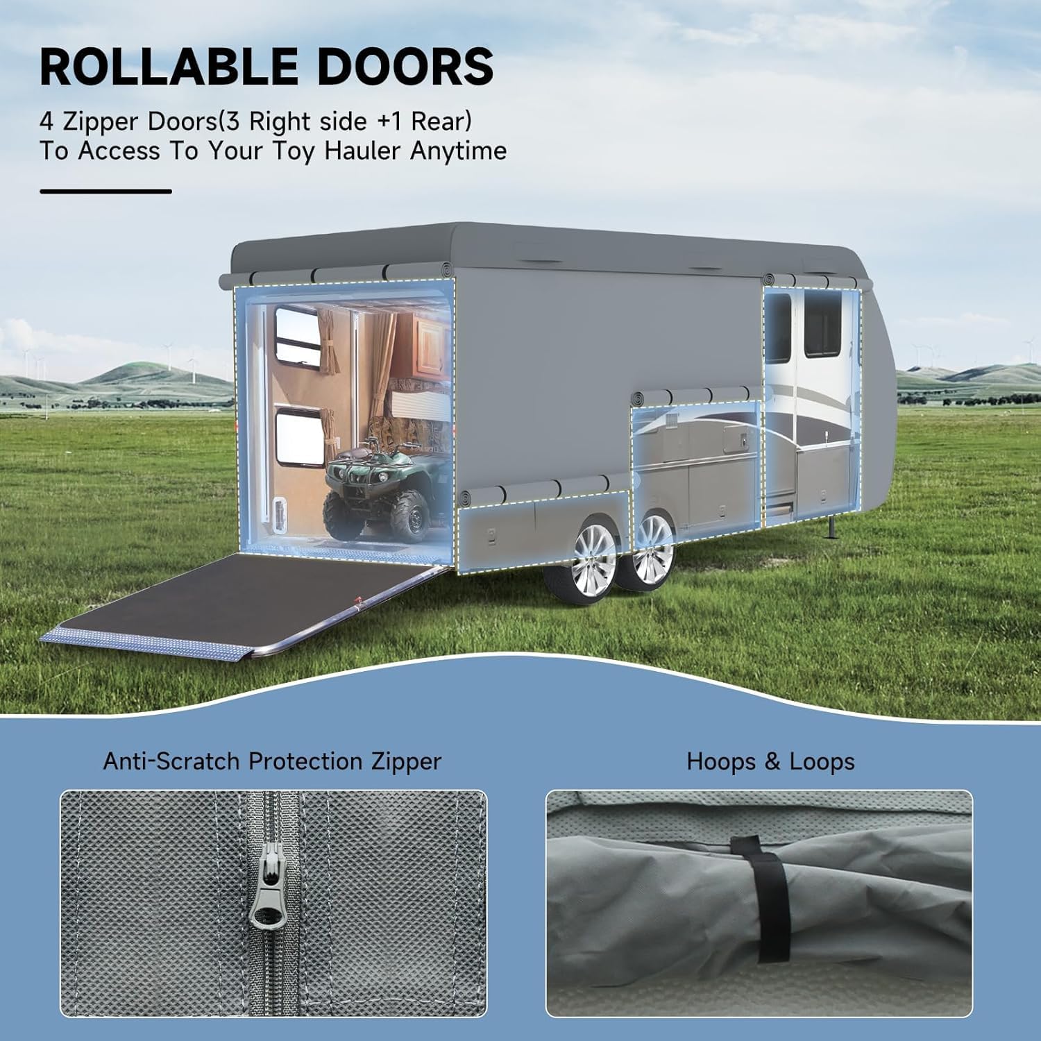 Detalle 2 de VINPATIO RV Cover 7-Layer Heavy Duty Cover for 38'-40' Travel Trailer (with Tongue Jack Cover)