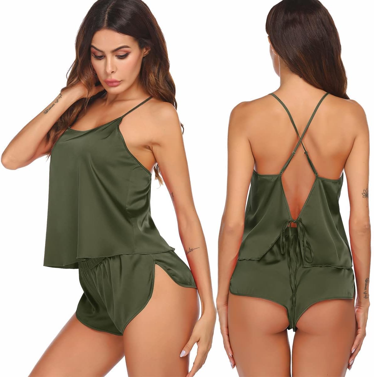 Detalle de Ekouaer Satin Pajama Set