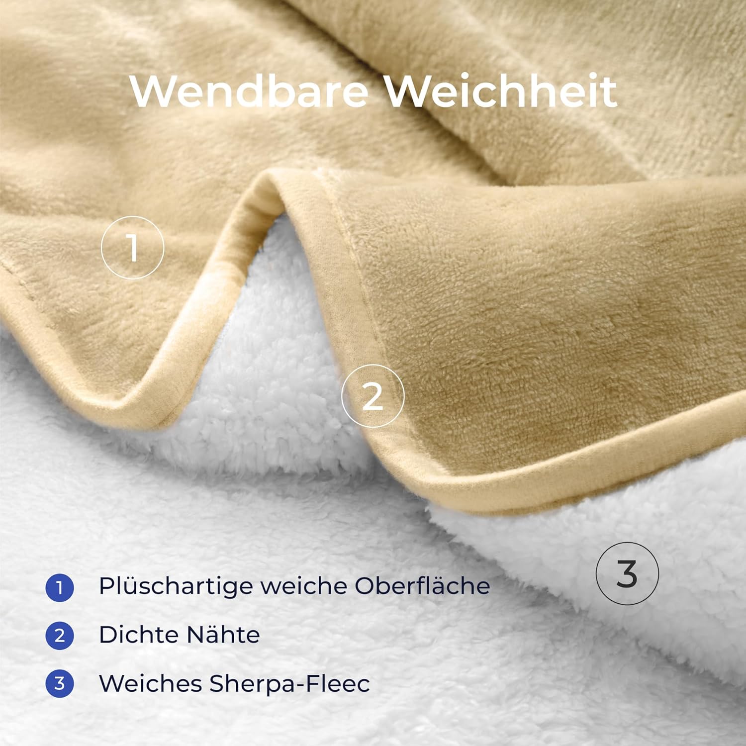 Detalle de Dreamzie wasserdichte Decke 100x120 cm – reversible Sherpa-Fleece Hundedecke für Sofa und Bett, Beige