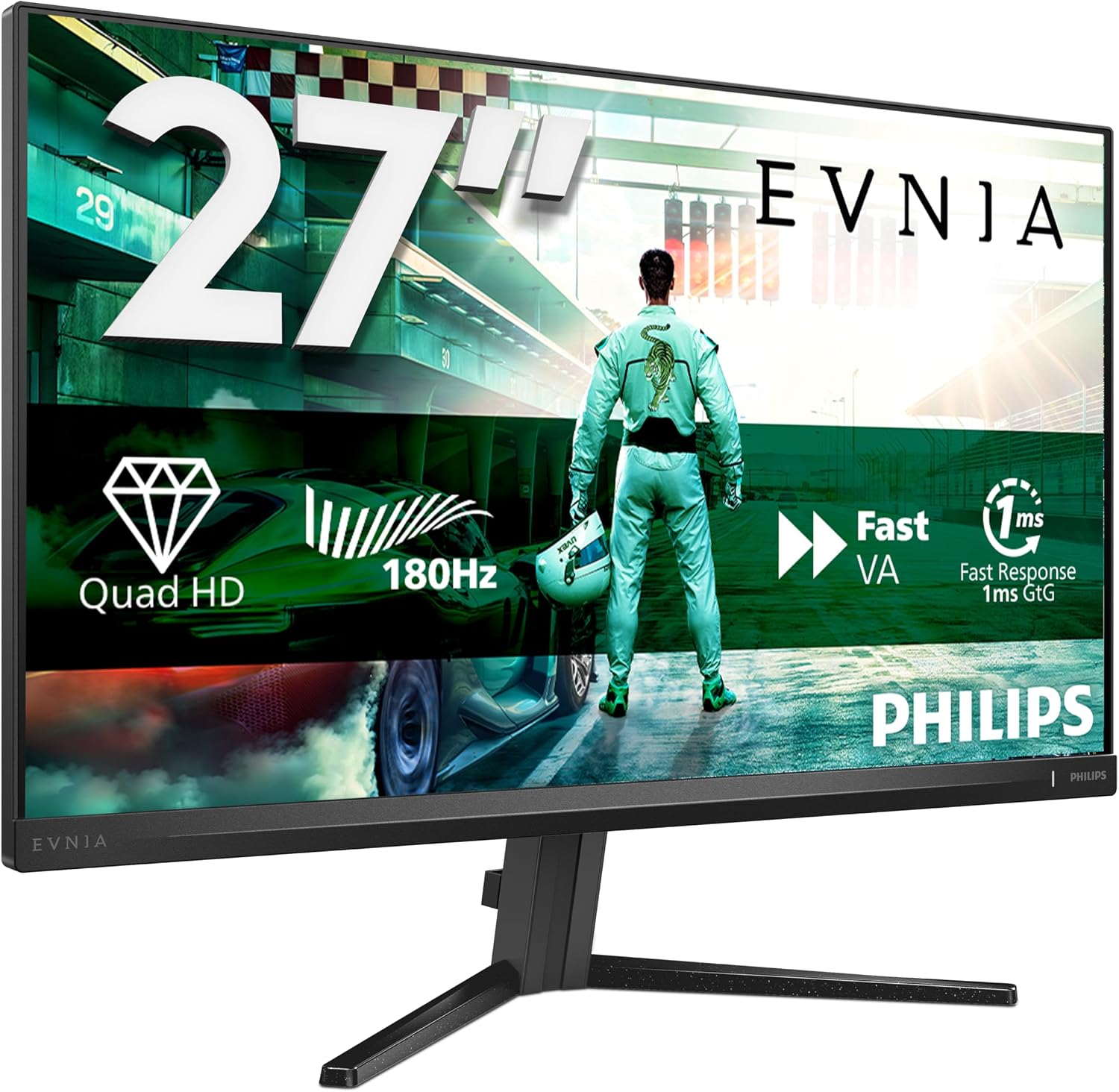Detalle de PHILIPS Evnia 27M2N3500AM – 27 Zoll WQHD Gaming-Monitor mit 180 Hz, Fast VA, 1 ms GTG und HDR10