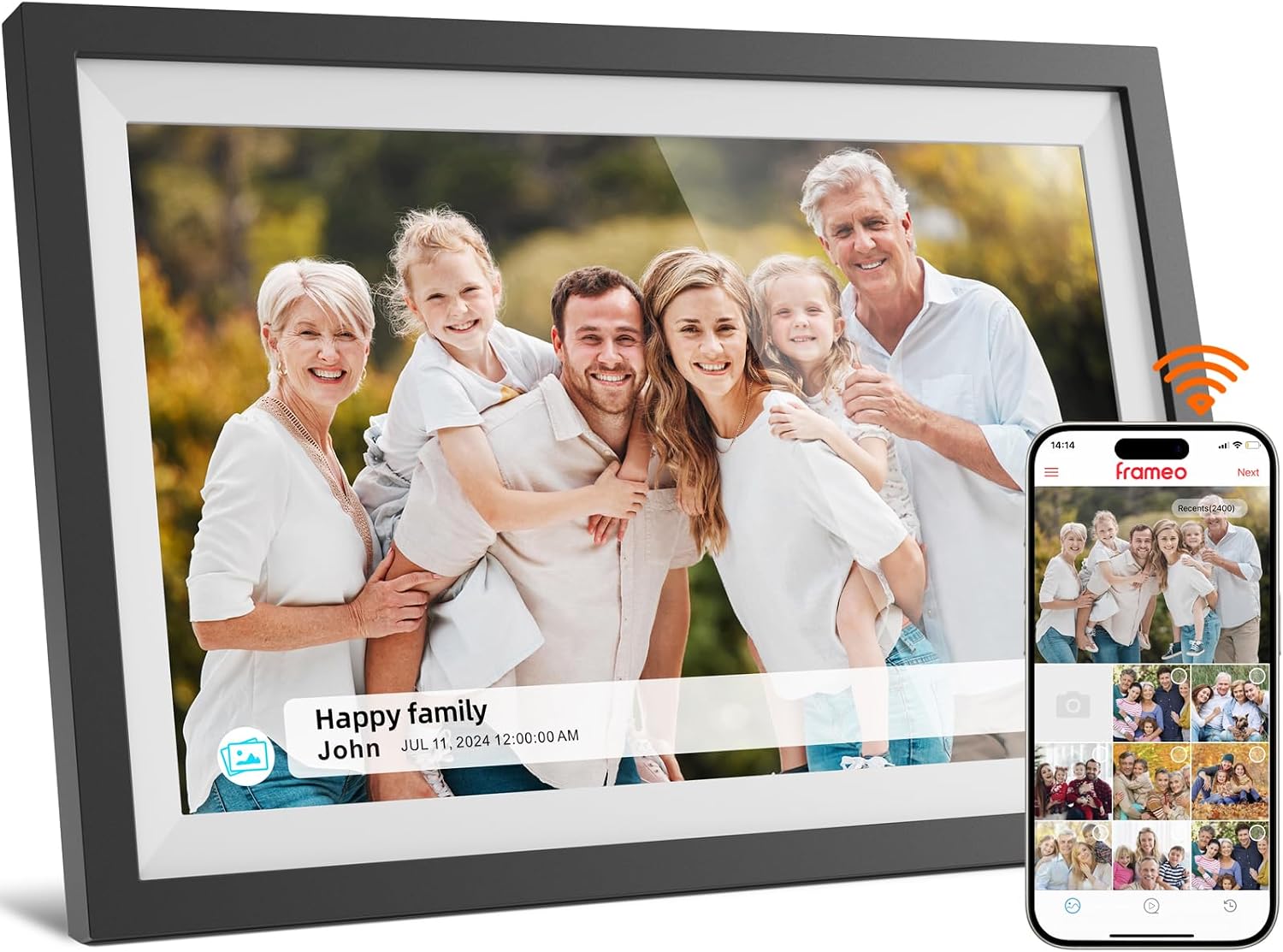 Detalle de Frameo 10.1-Inch Digital Photo Frame (1280x800 IPS Touch Screen, 16GB Wi‑Fi, Auto‑Rotate, SD Support)