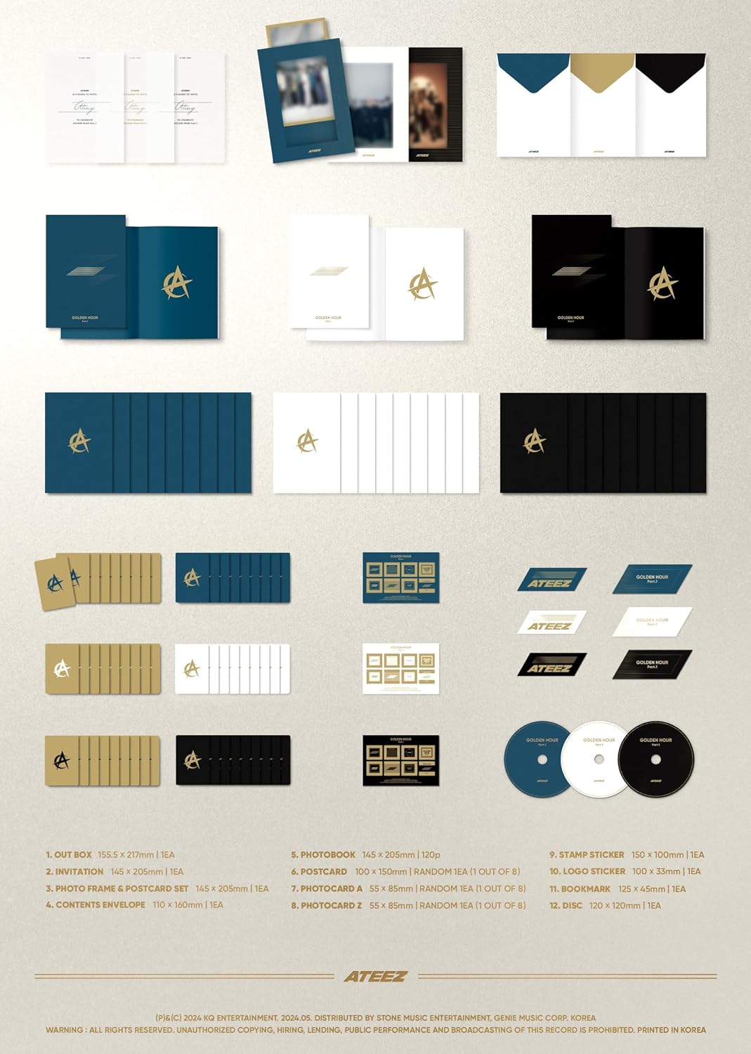 Detalle 1 de ATEEZ GOLDEN HOUR : Part.1 韓国盤 CD A・B・C Ver.ランダム発送