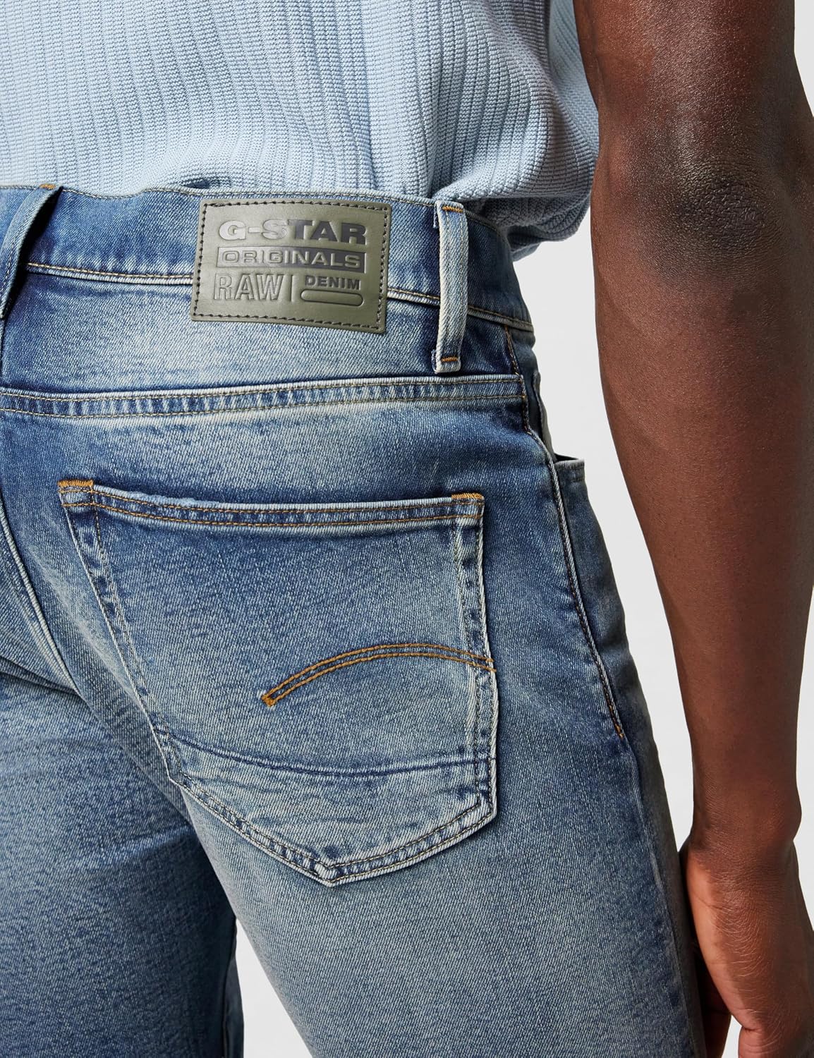 Detalle de G-Star Herren 3301 Slim Jeans mit Knopfverschluss und 5 Taschen
