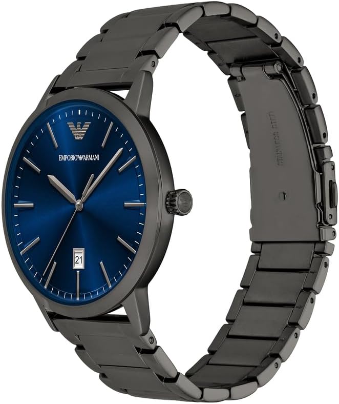 Detalle de Emporio Armani Herrenuhr mit drei Zeigern – Gehäuse 43 mm, Gunmetal Edelstahl