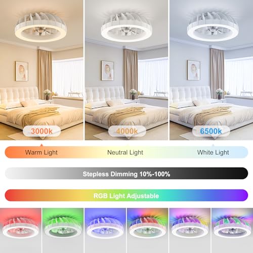 Thumbnail 1 de Ventilatore da soffitto con luce Ateroll: 46 cm, LED RGB, telecomando e timer