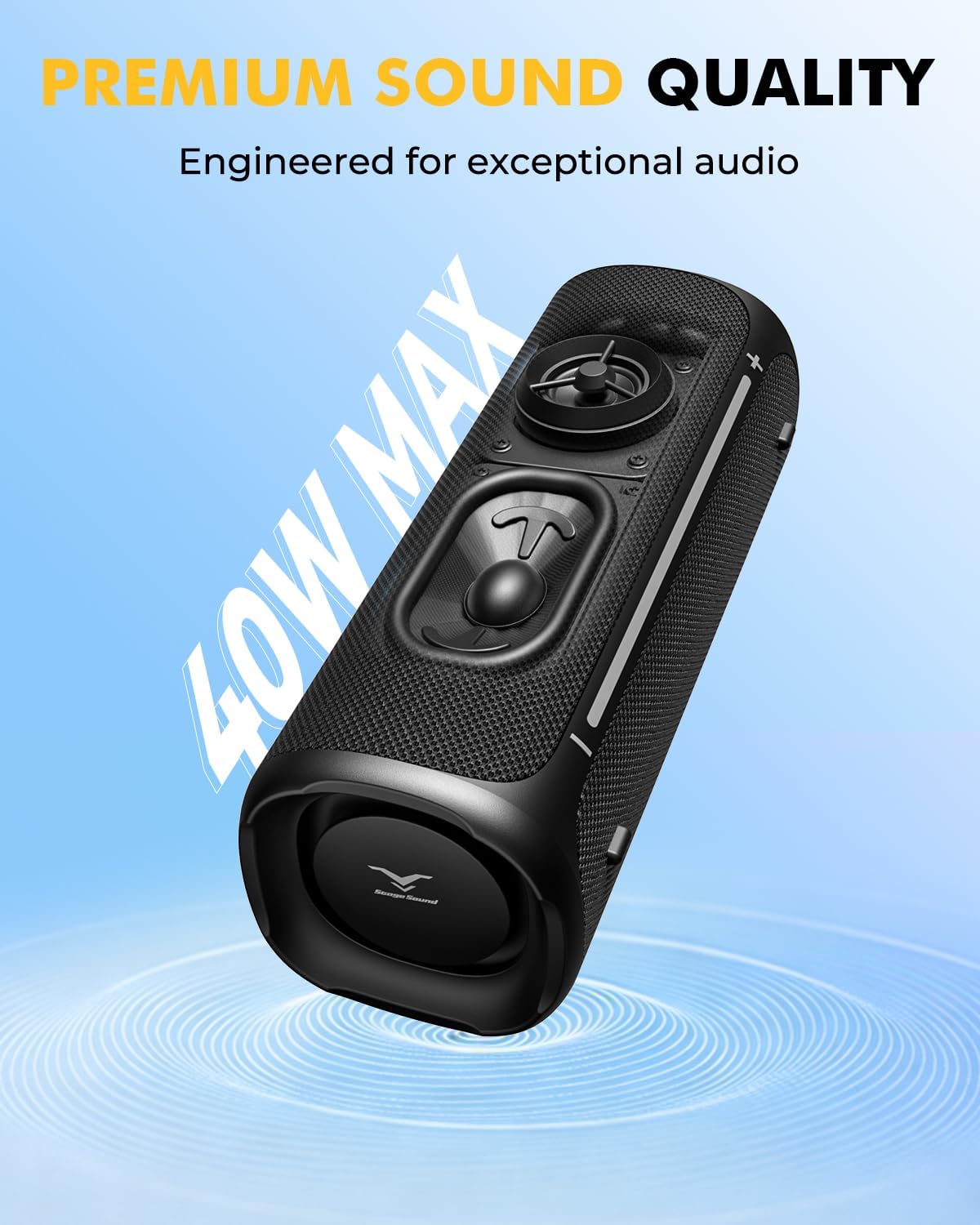 Detalle de StageSound Outdoor Bluetooth Lautsprecher „GoFree 2“ mit 40 W Peak, IP67, RGB & TWS Stereo