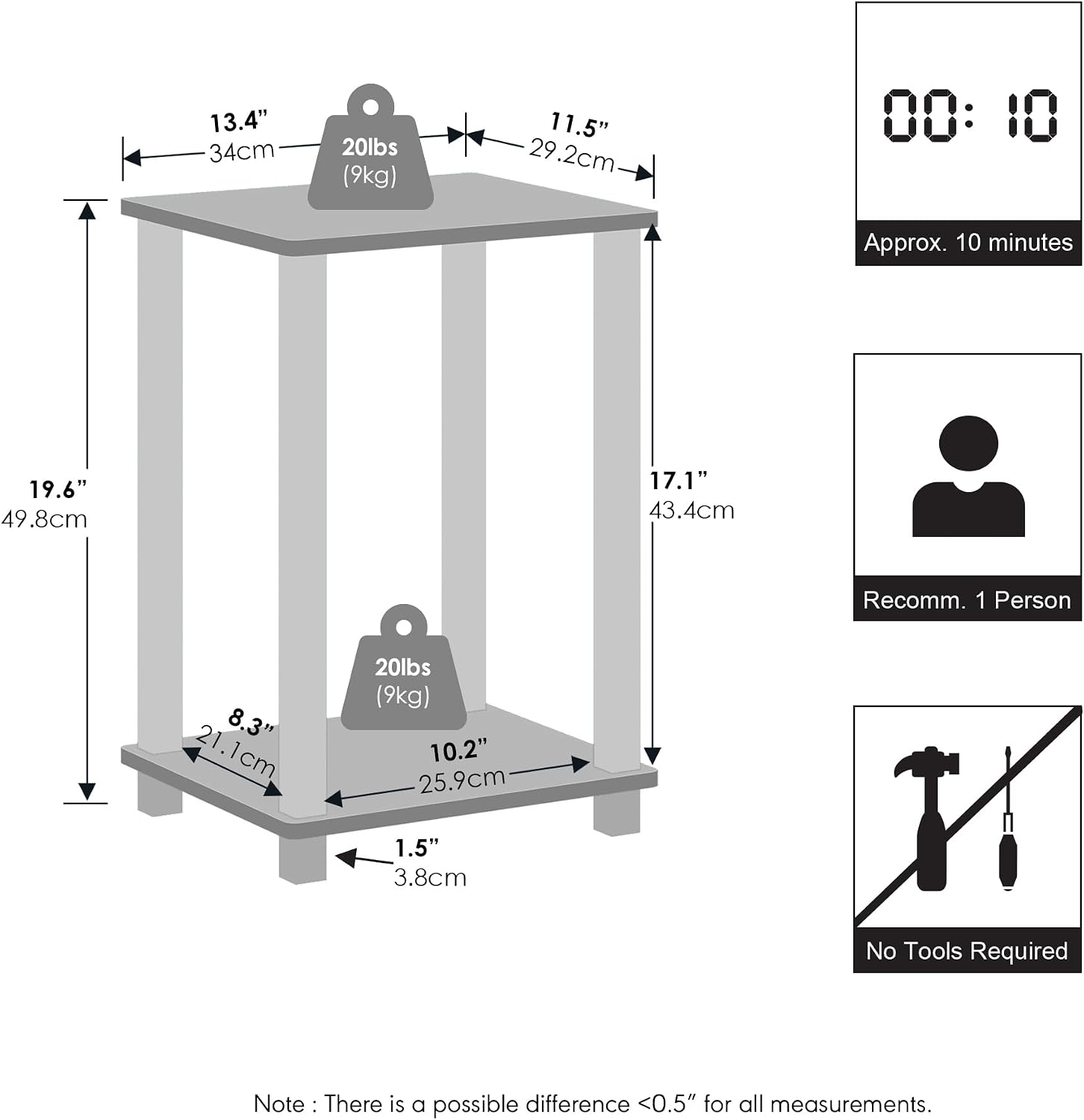 Detalle 2 de Furinno Nightstand White