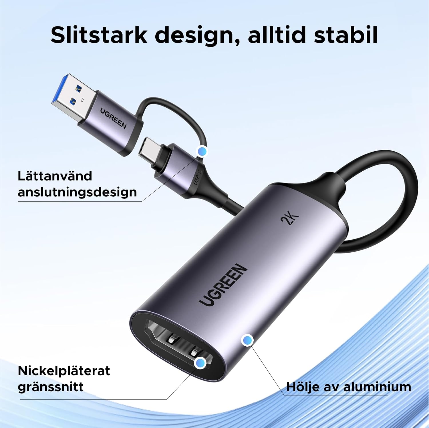 Thumbnail 6 de UGREEN 15389 HDMI-opnamekaart met 4K-invoer en 2K30Hz-opname, USB-A/C
