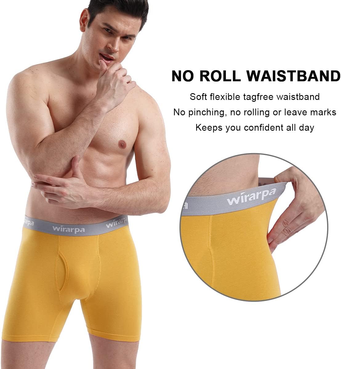 Detalle 2 de wirarpa Cotton Boxer Briefs for Men, 4-Pack with Open Fly