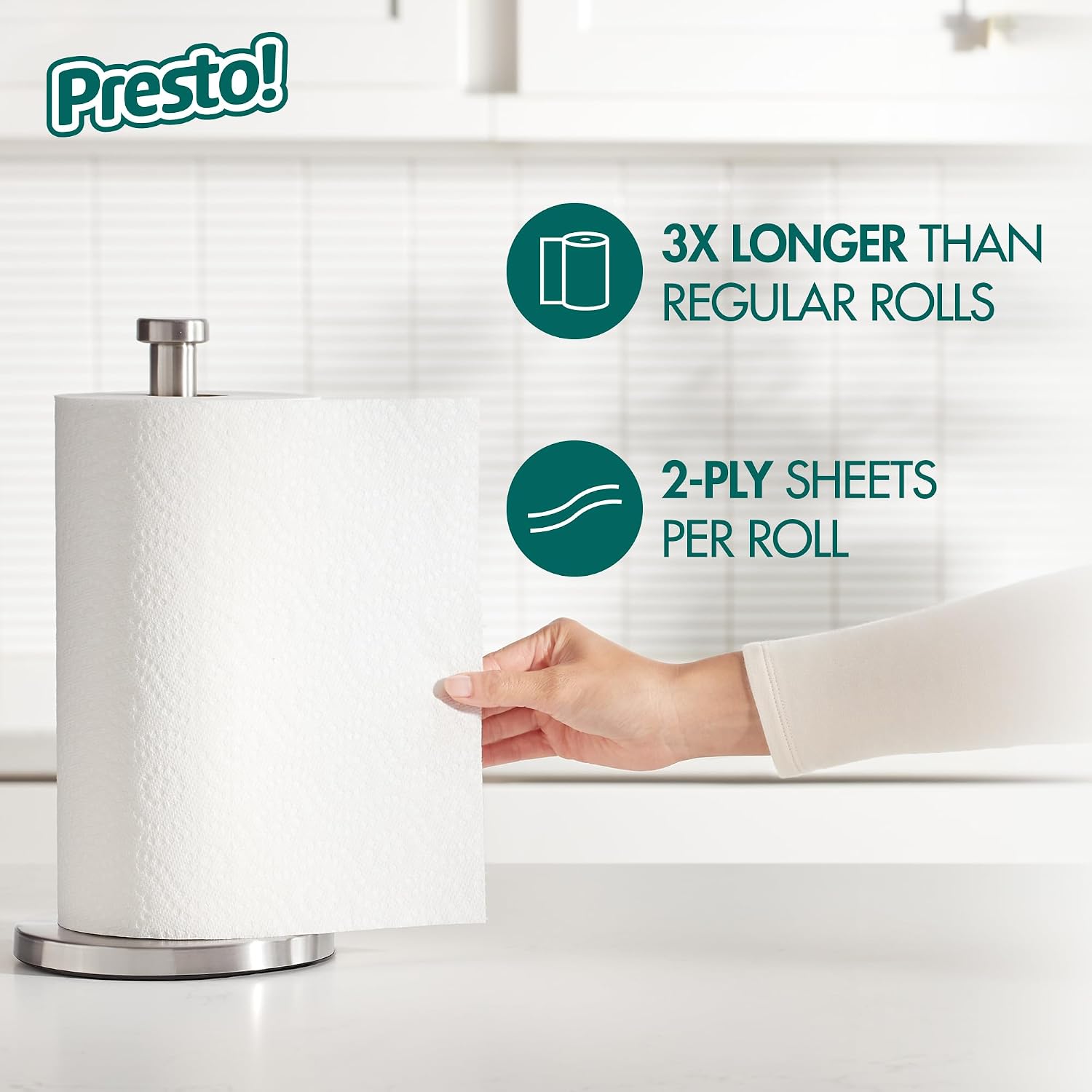 Thumbnail 3 de Amazon Brand - Presto! Ultra-Strong Premium Paper Towels: 12 Huge Rolls, 158 Sheets Each