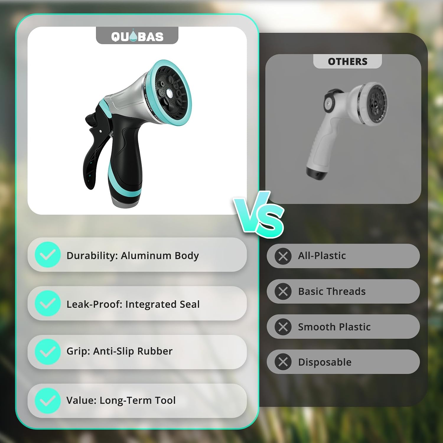 Thumbnail 5 de QUOBAS HN11 Metal Garden Hose Nozzle, 10 Spray Patterns and Flow Control