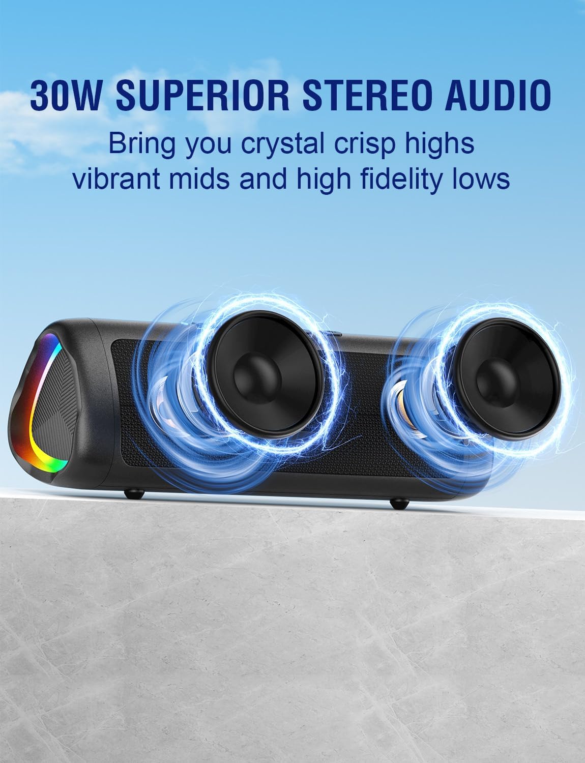 Detalle de UOHHBOE 30W Bluetooth Speaker with 24H Play