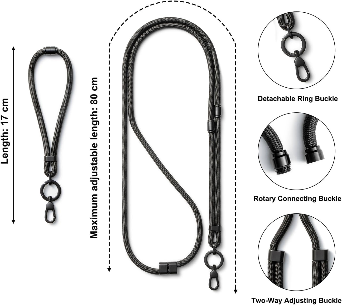 Detalle de MORSUNBELA Handykette Universal 4-in-1 – verstellbares Umhängesystem für Smartphone-Hüllen
