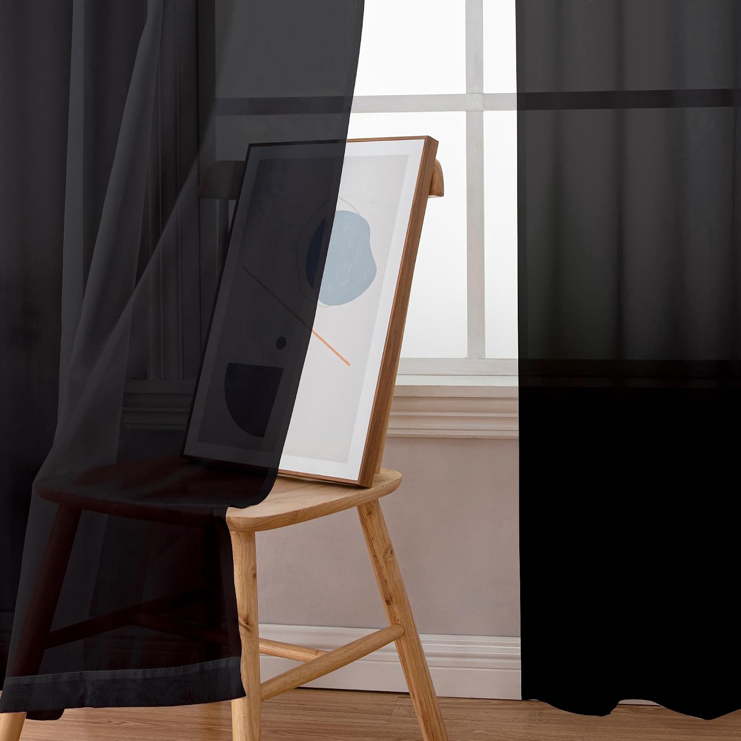 Detalle 2 de Simplebrand Black Sheer Curtains 84