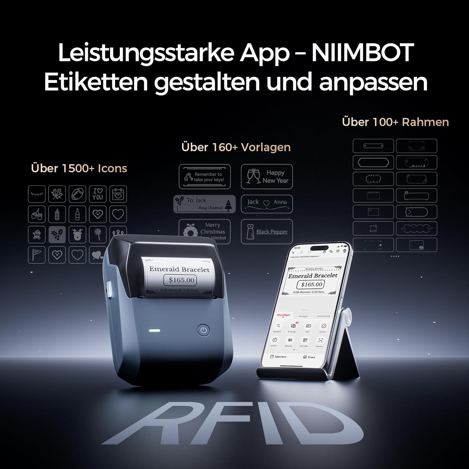 Thumbnail 4 de NIIMBOT B1 Pro Etikettendrucker für größere Etiketten (300 DPI, Foto-Print), blau