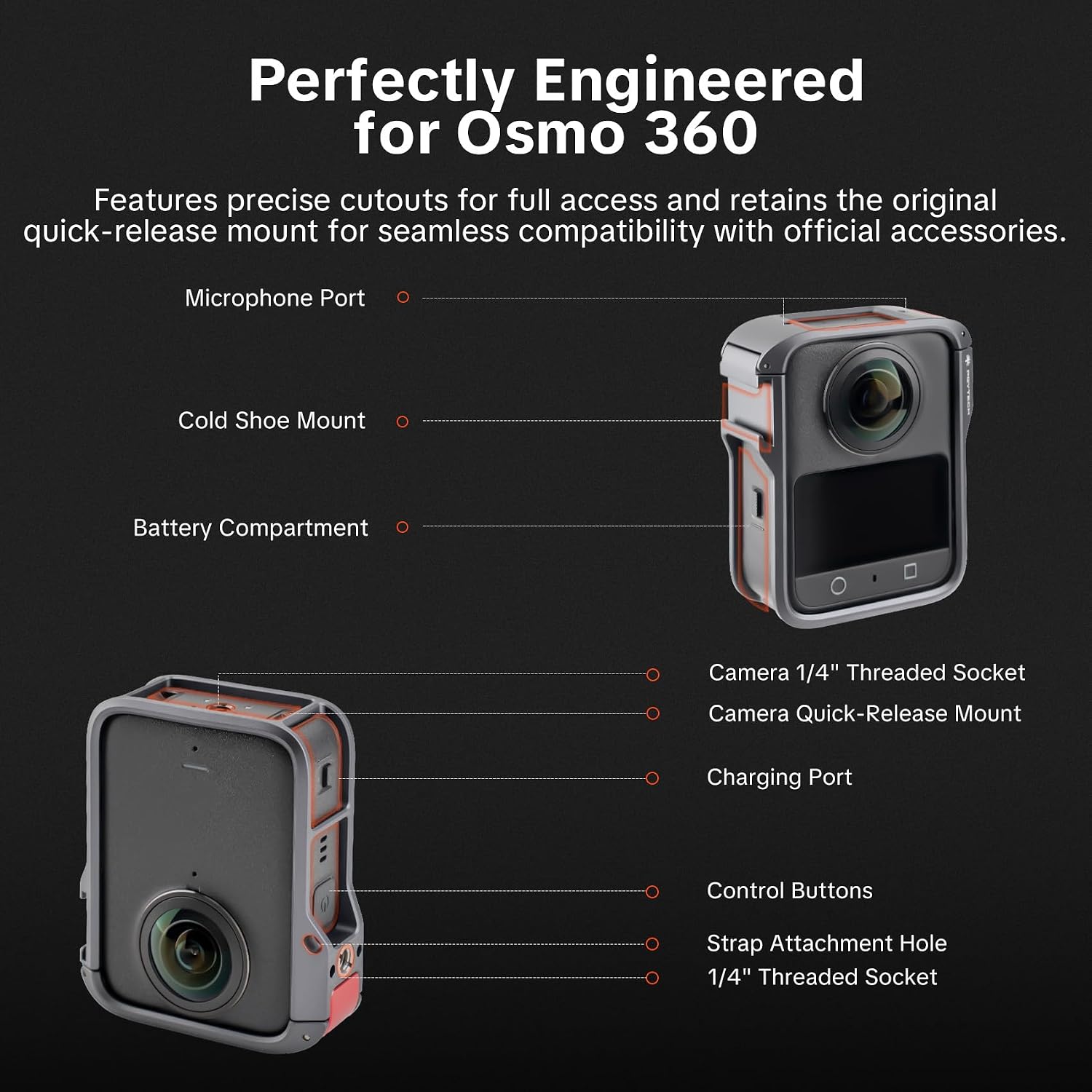 Thumbnail 3 de PGYTECH Camera Cage for DJI OSMO 360 — Durable Aluminium Alloy Protection with Quick-Release and Mounting Options