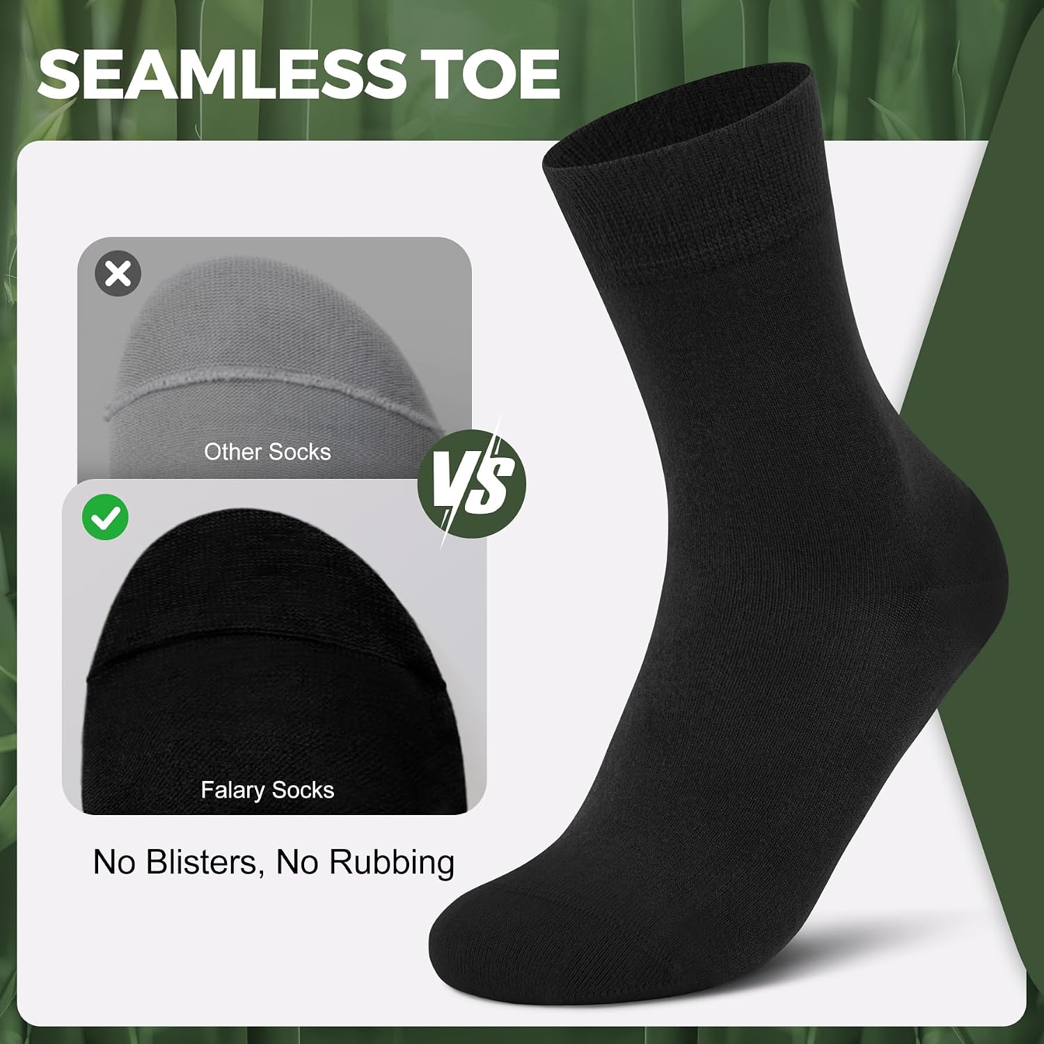 Detalle de FALARY Bamboo Socks for Men and Women — 6/12 Pairs, Seamless Business Casual, Super Soft & Anti-Odour