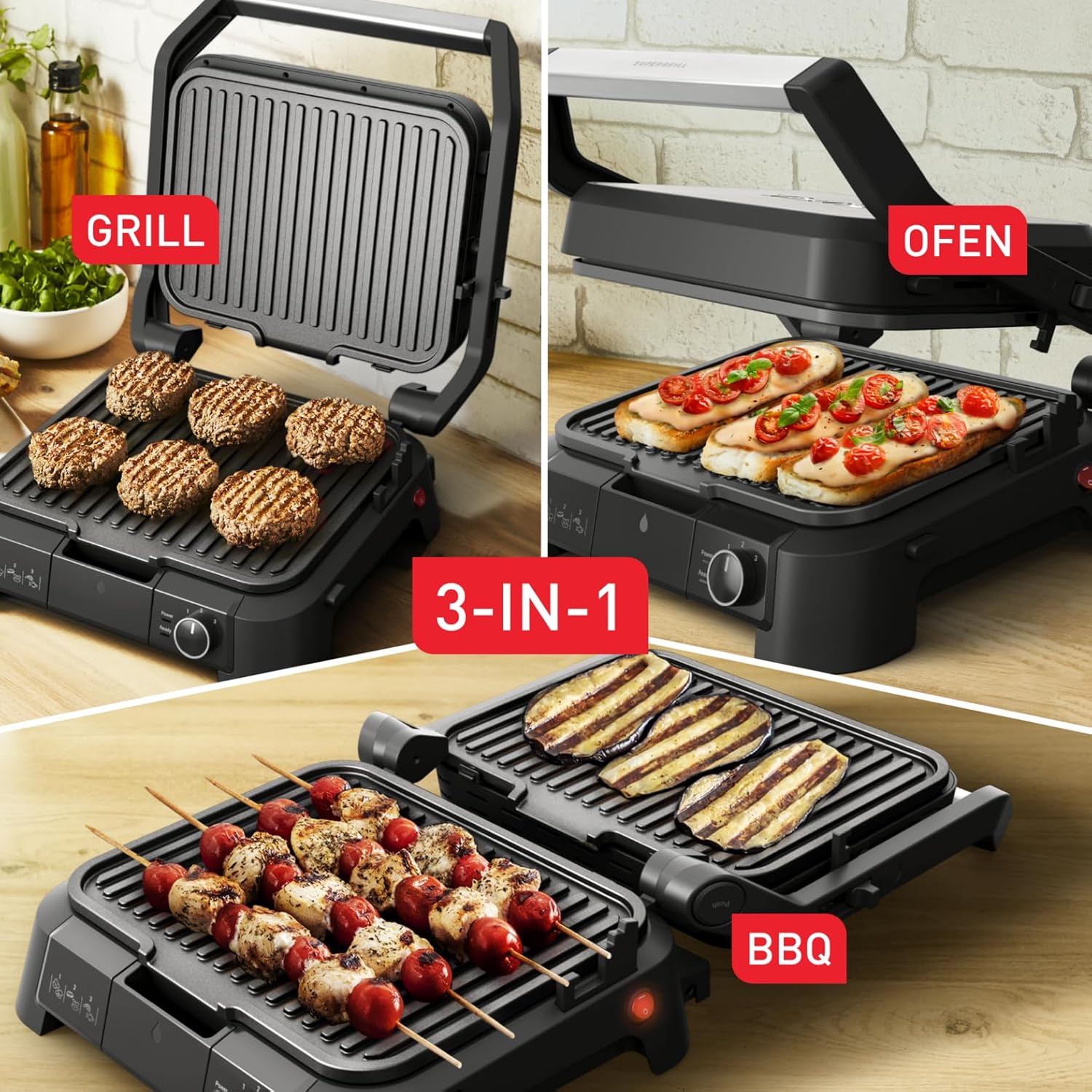 Thumbnail 2 de Tefal SuperGrill 3in1 Kontaktgrill (Tischgrill & BBQ) mit 3 Ofenpositionen und 2000 W für bis zu 6 Portionen
