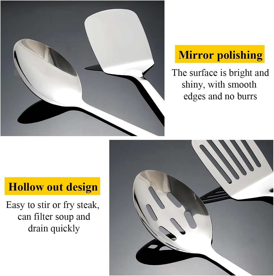 Thumbnail 6 de HOMQUEN stainless steel kitchenware set (4-piece utensils) for everyday cooking and easy cleaning