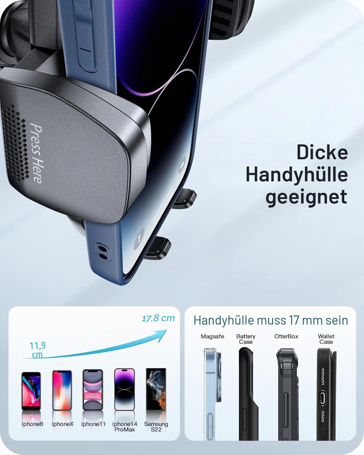 Thumbnail 3 de APPS2Car Universal Auto-Halterung mit Saugnapf und 33 cm Schwanenhals (360°) für Smartphone