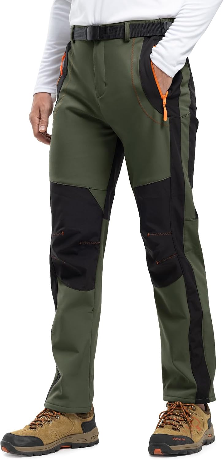 Detalle 2 de Rdruko Men's Insulated Snow Ski Pants, Waterproof, Fleece-Lined with Belt