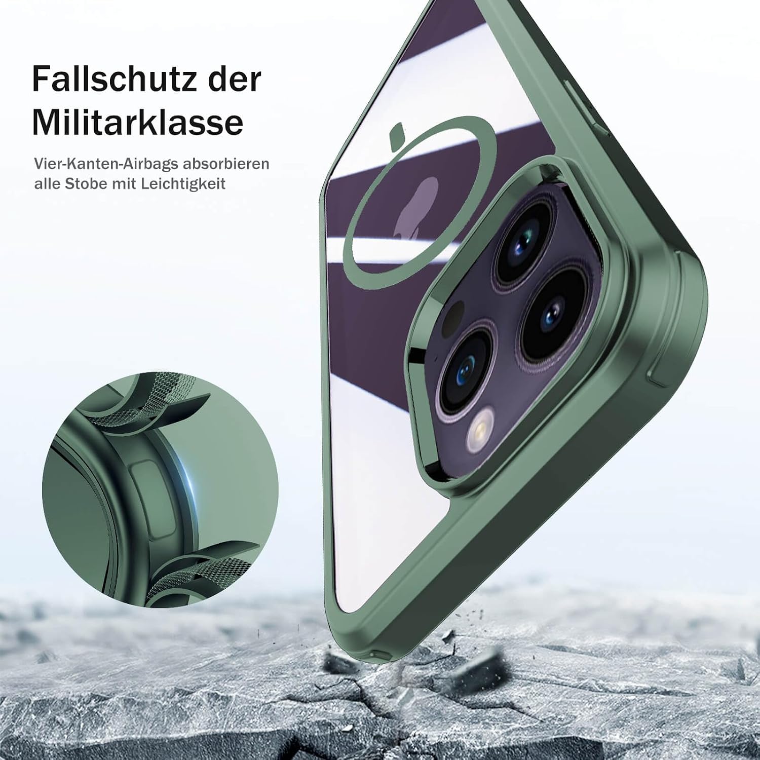 Thumbnail 4 de Leedia Handyhülle für iPhone 14 Pro 6.1" – MagSafe, 360° Schutz, 9H Glas Displayschutz, grün
