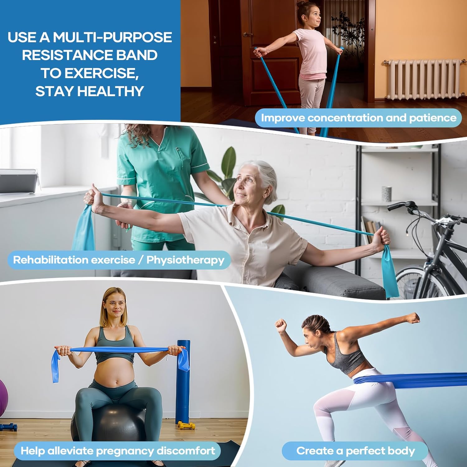 Thumbnail 4 de Fokky Fitnessbänder 4er-Set (2 m) mit 4 Widerstandsstufen – Resistance Bands für Muskelaufbau, Yoga & Pilates