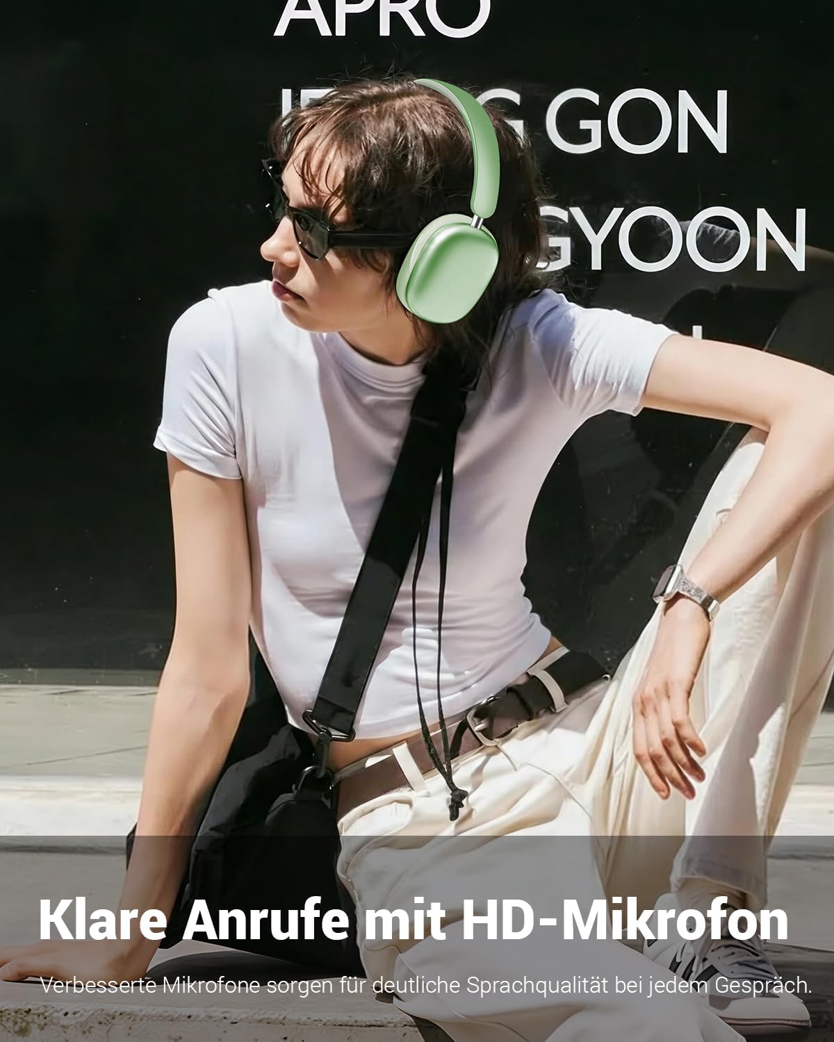 Thumbnail 6 de Wentronic Y01 Noise-Cancelling-Kopfhörer – Kabellos, Over-Ear, Bluetooth 5.3, Hi-Res Klang, 48h Akkulaufzeit, faltbar – Grün
