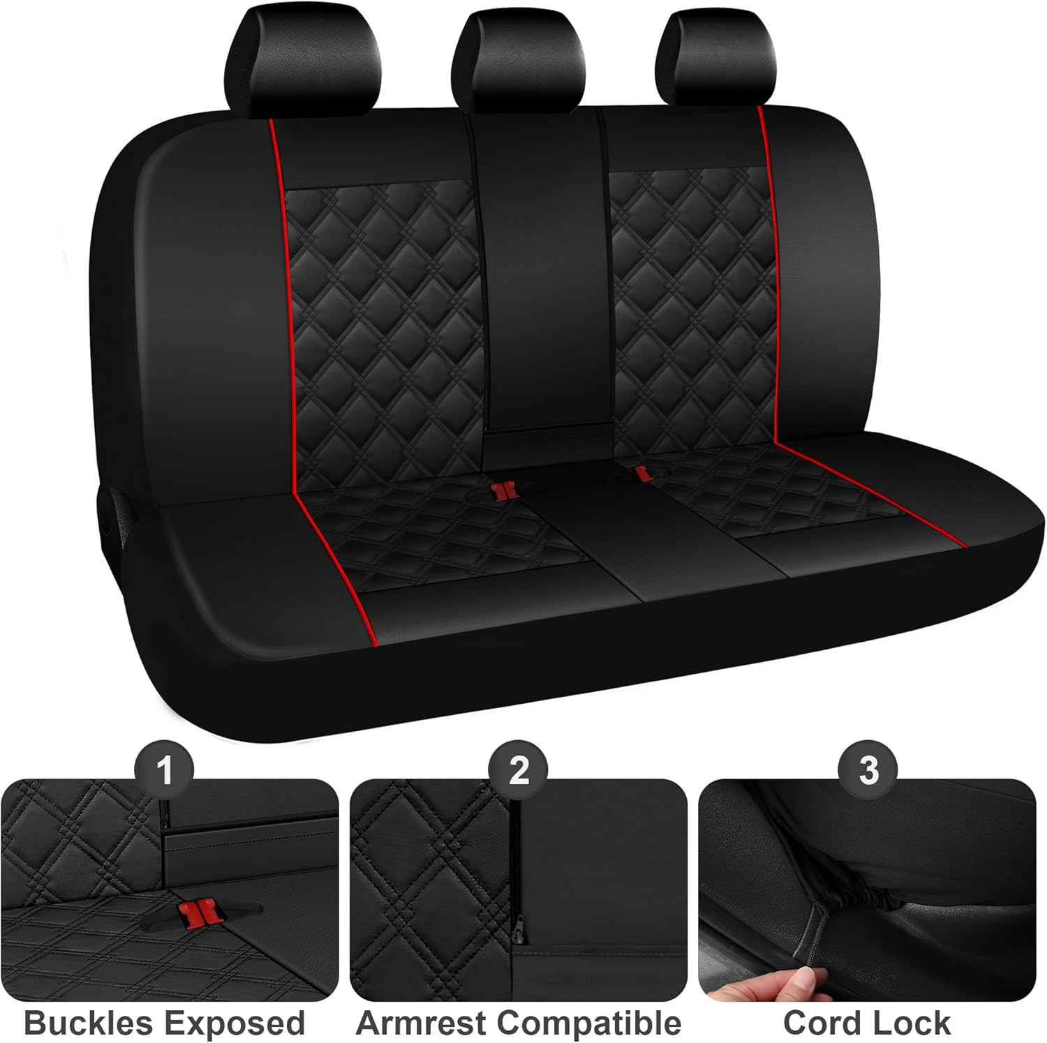 Thumbnail 5 de CAROMOP Luxury PU Leather Seat Covers 25min