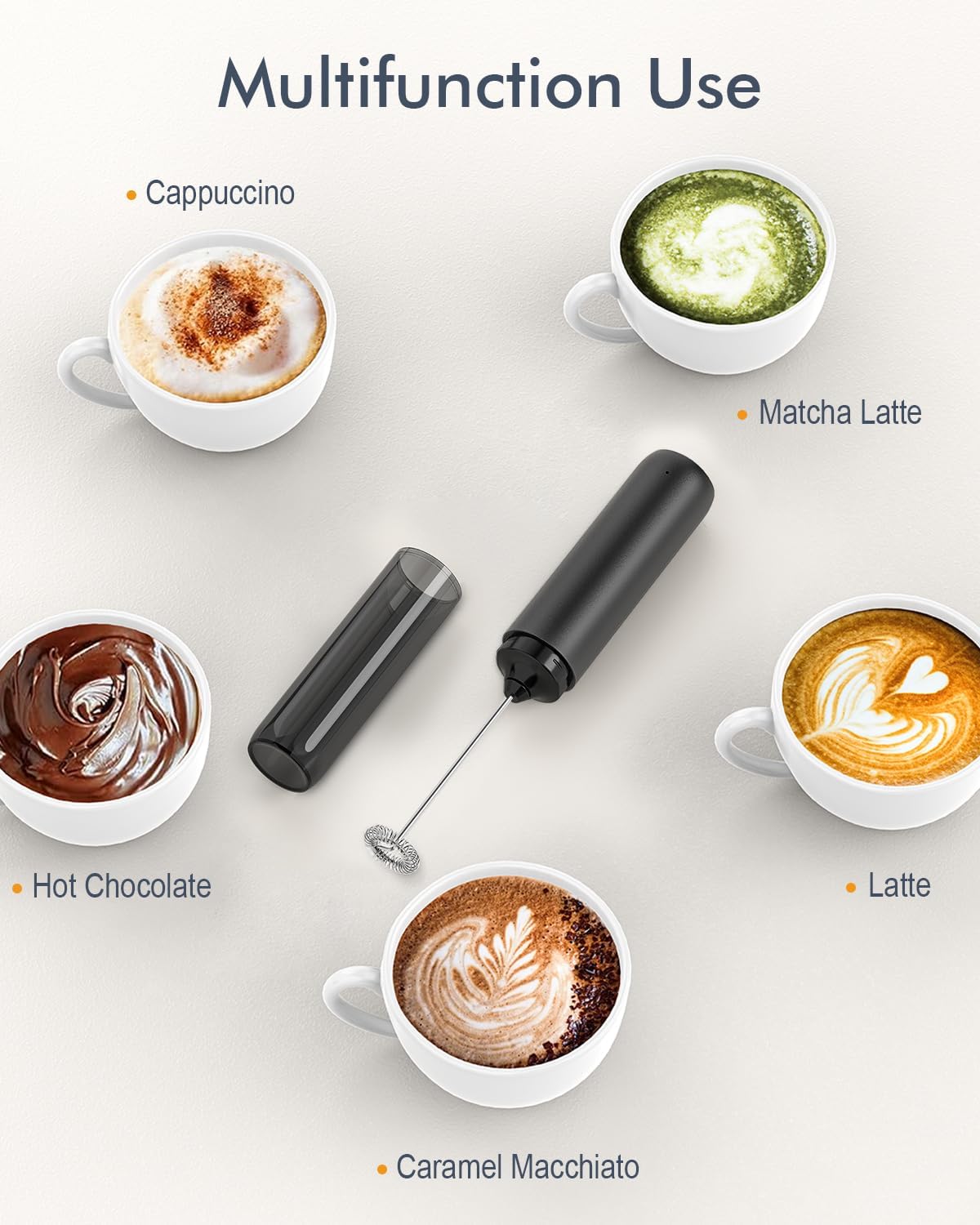 Detalle de Montalatte elettrico ricaricabile portatile mini per cappuccino e cioccolata calda