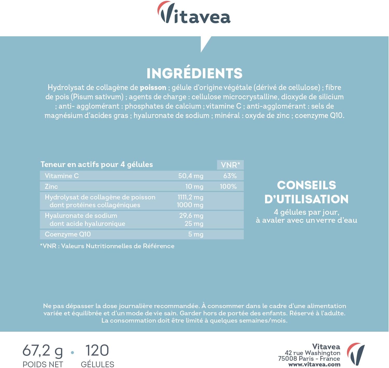 Thumbnail 6 de Collagène Marin + Acide Hyaluronique - 120 gélules, Vitavea