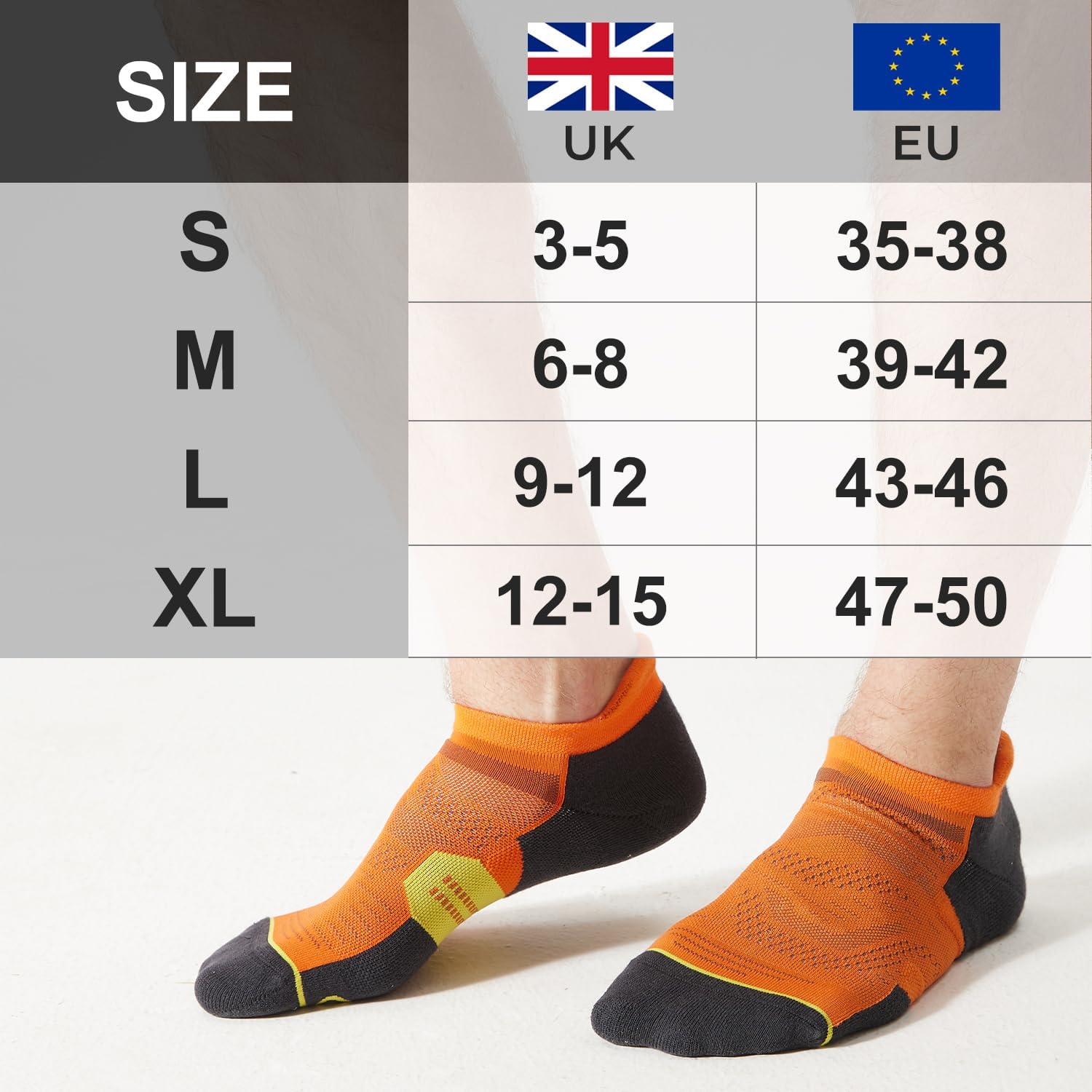 Detalle de CS CELERSPORT Trainer Socks for Men & Women – Cushioned Ankle Running Socks (6 Pairs)