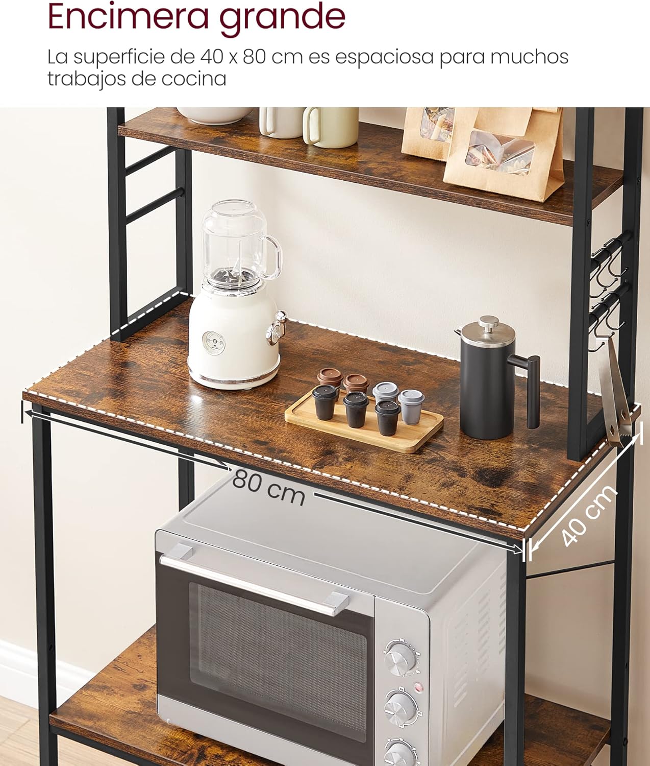 Thumbnail 5 de VASAGLE Estantería de Cocina 40x80x167 cm