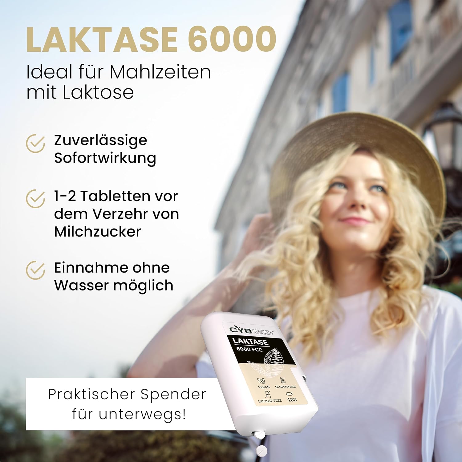 Thumbnail 3 de CYB Complete your Body Lactase 6000 FCC, 100 minitabletten in dispenser