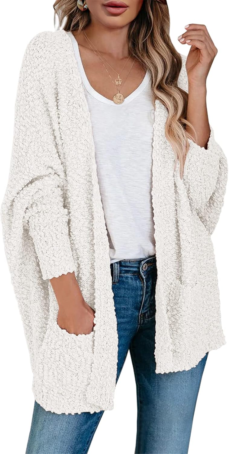 Detalle de Saodimallsu Popcorn Knit Oversized Open Cardigan for Women