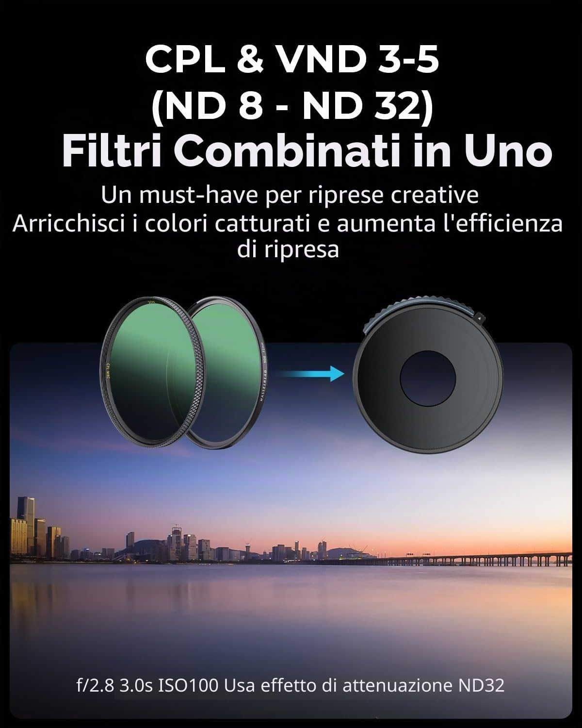 Thumbnail 2 de SmallRig Filtro CPL e VND 3-5 per DJI Osmo Action 4 – 4 in 1 con Vetro Ottico HD e rivestimento multi-strato